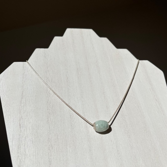 Green Jade 925 Sterling Silver Italy Barrel Slide Necklace Blessing Earring Set - Picture 7 of 10